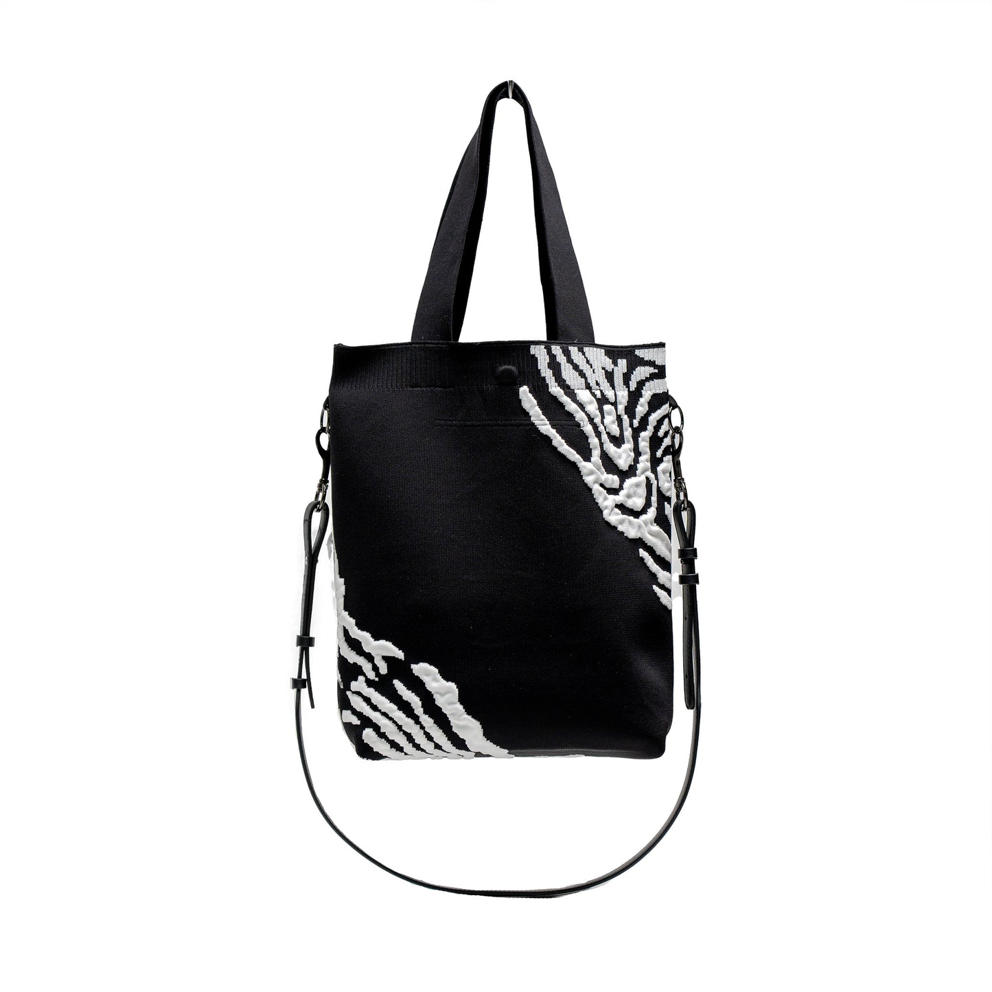 Wood cut Jacquard TOTE-BLACK