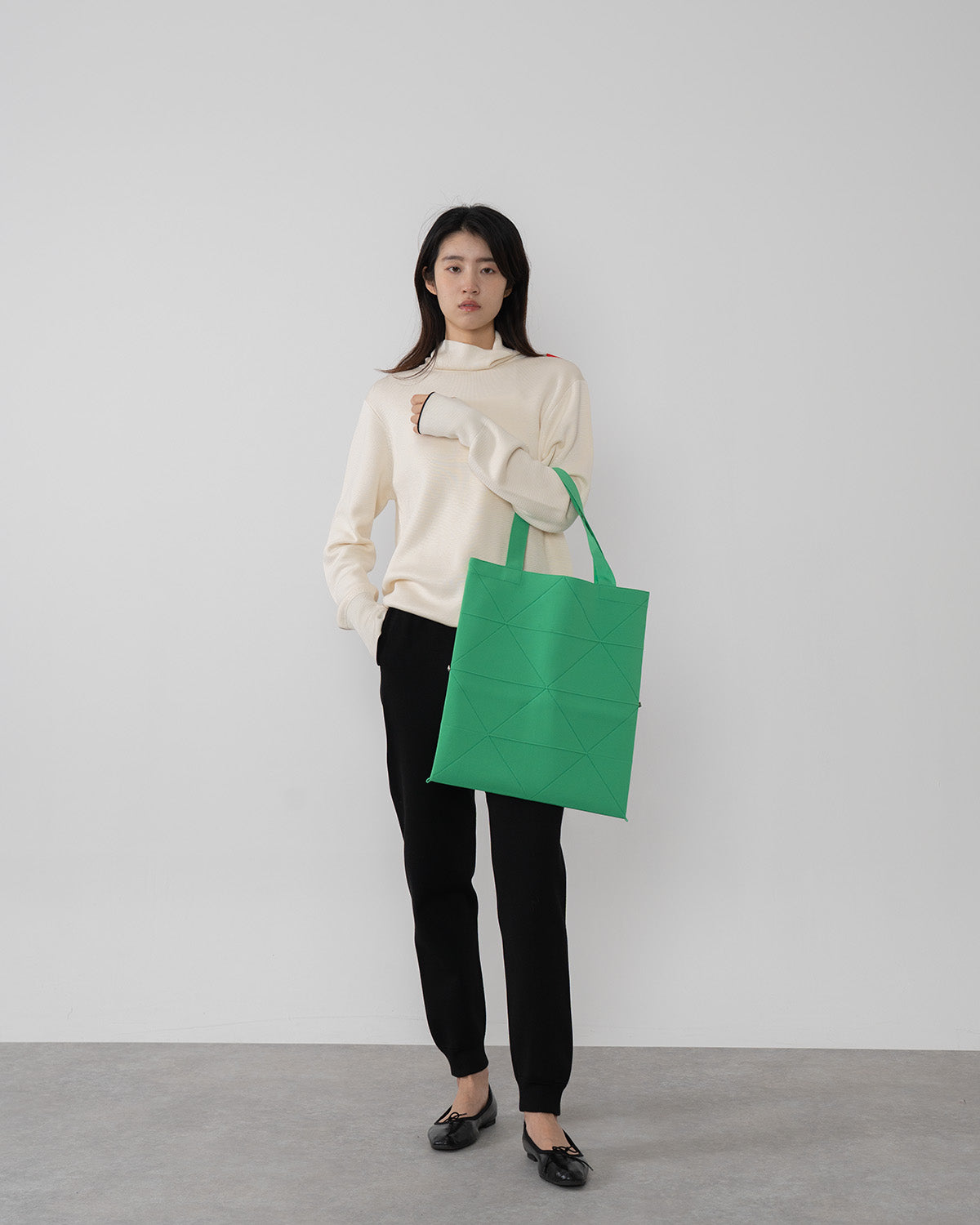 ORIGAMI KNIT BAG-BRIGHT GREEN