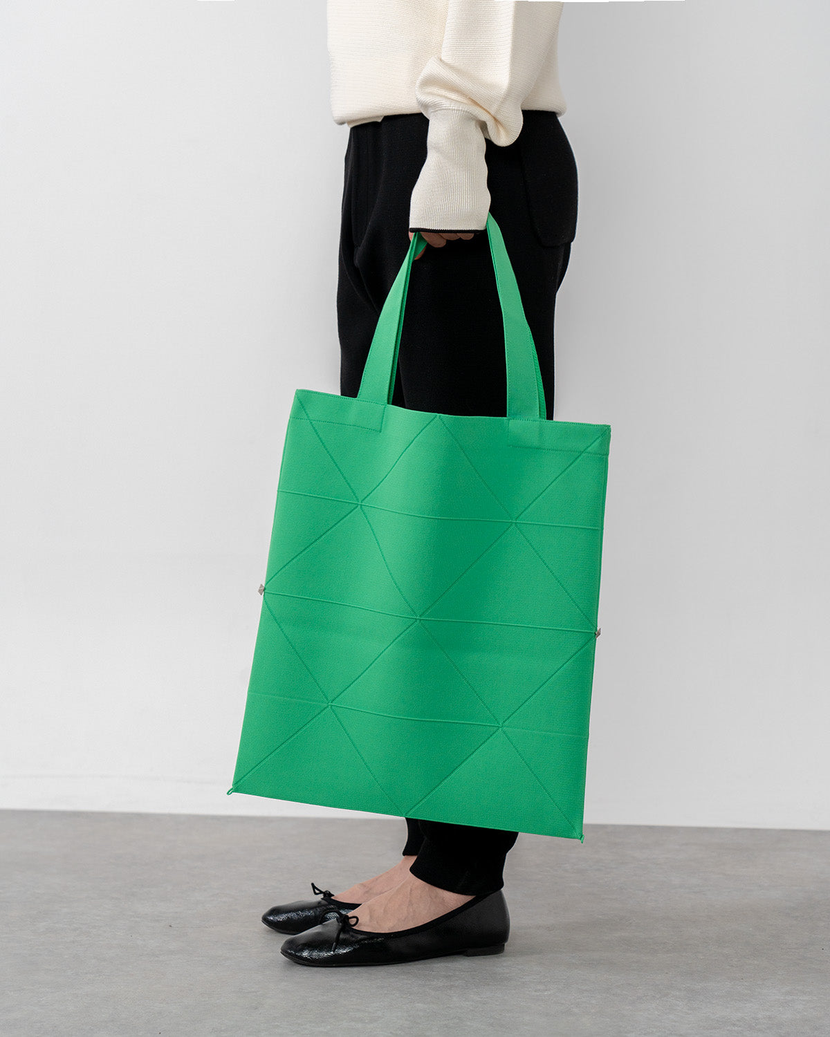 ORIGAMI KNIT BAG-BRIGHT GREEN