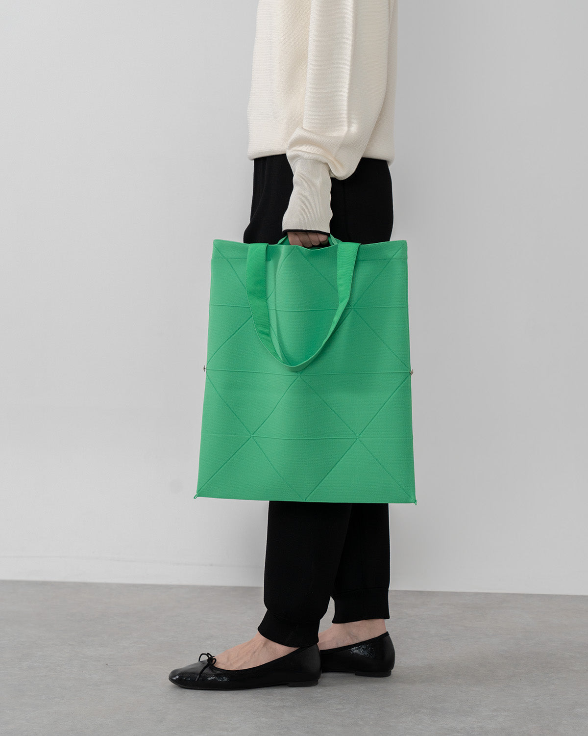 ORIGAMI KNIT BAG-BRIGHT GREEN