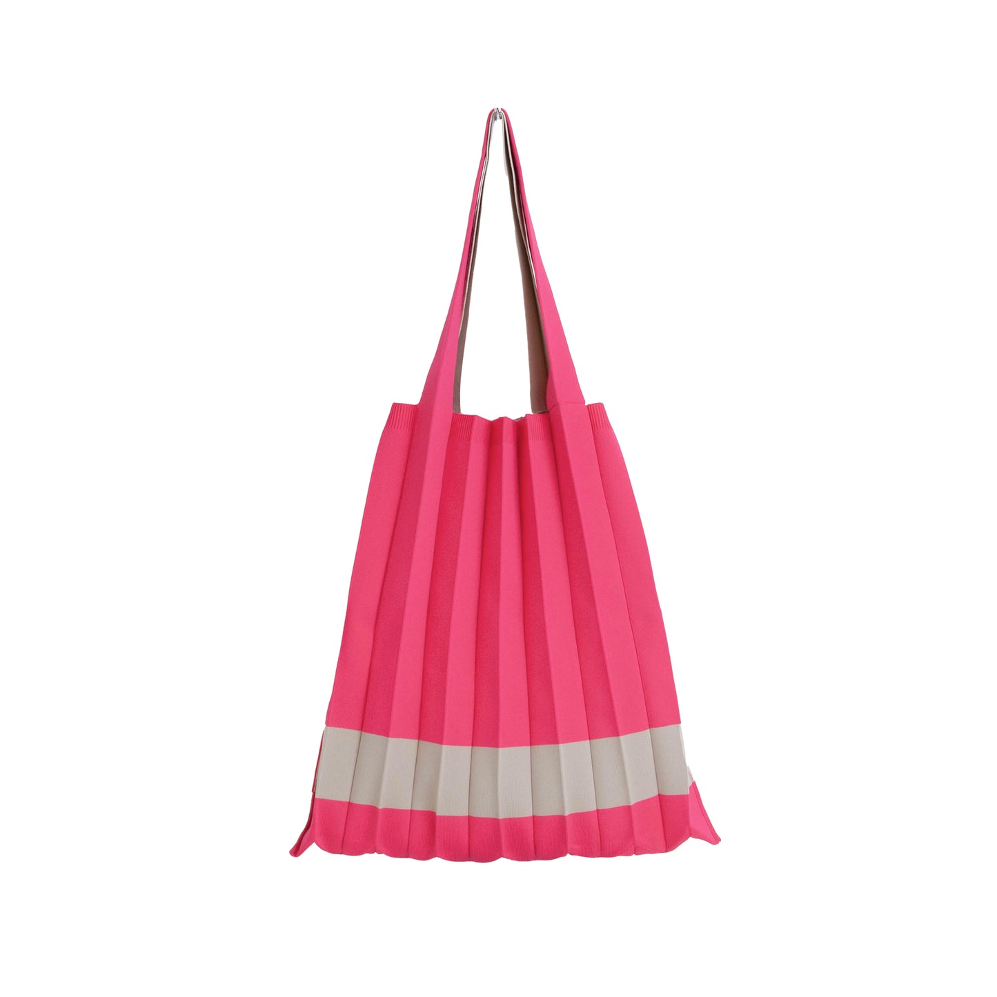 PLEATS KNIT BAG-PINK×BEIGE