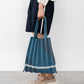 Wood cut Partten PLEATS KNIT BAG-Denim