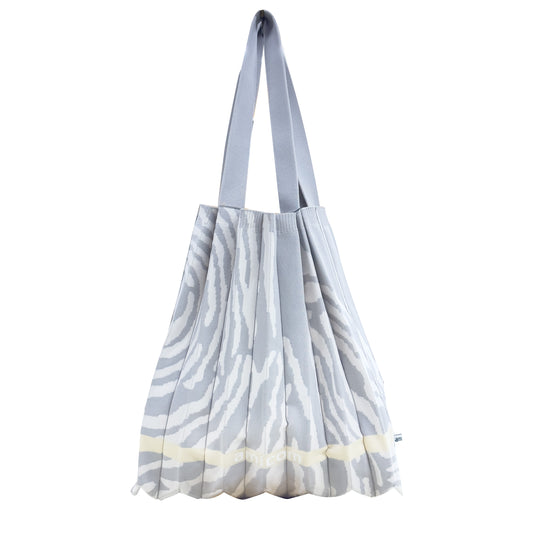 Wood cut Partten PLEATS KNIT BAG-Greige